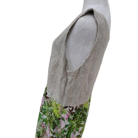 J. Jill Women's Linen Cotton Blend Knee‎ Length Dress with Pockets Tropical - Picture 3 of 11